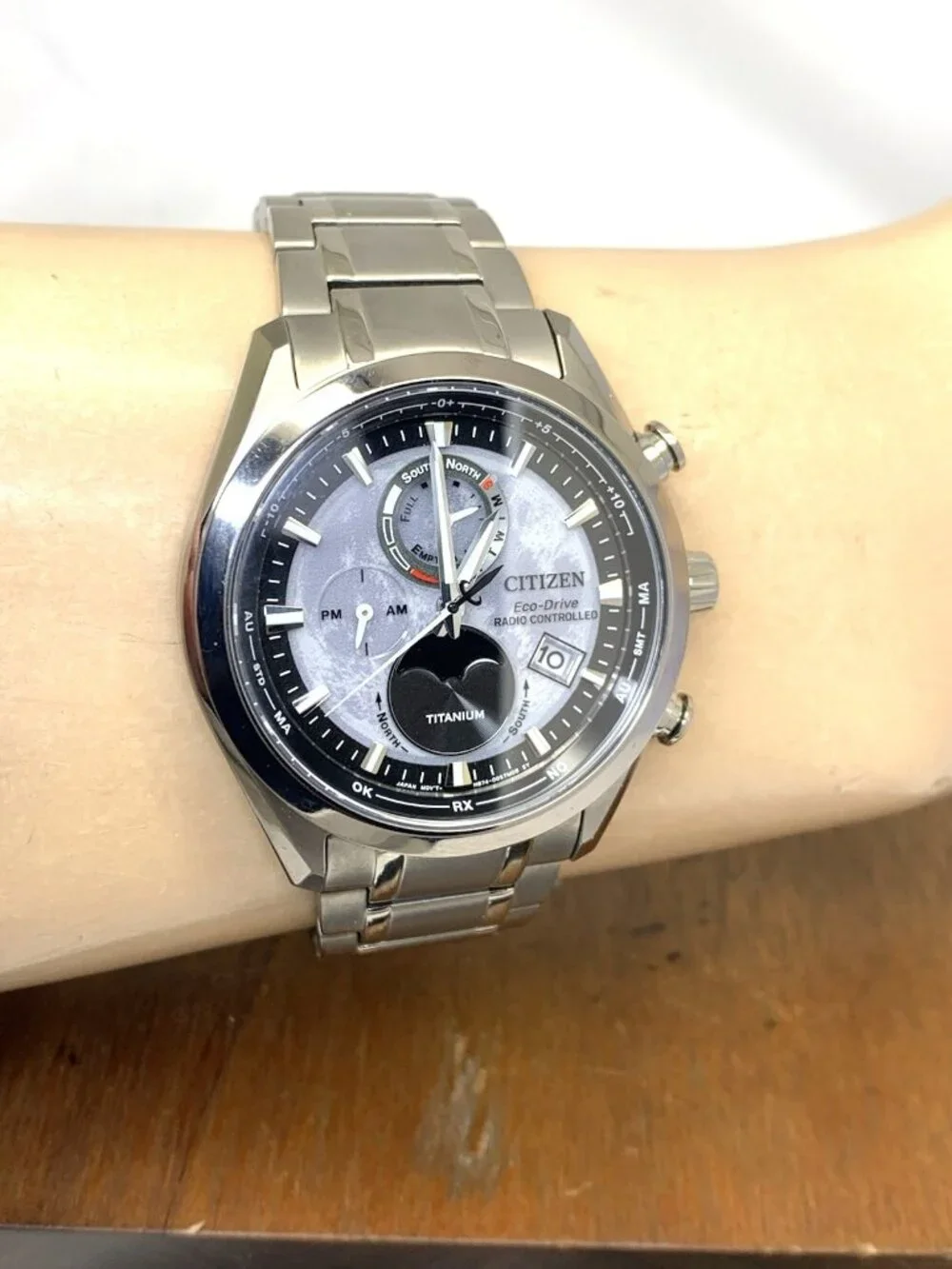 Citizen Tsuki-Yomi A-T Men's Watch BY1010-57H Eco Drive Moonphase Titanium 43mm